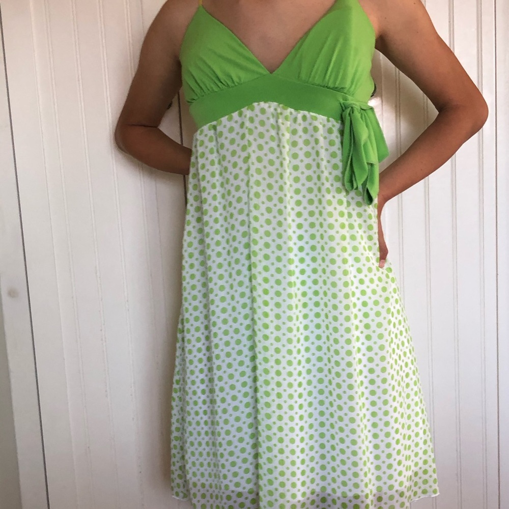 Green polka dot dress